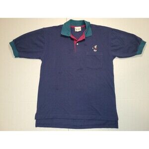 Vintage Walt Disney World Mickey Mouse Golfer Polo Golf Shirt Green Blue Size M.